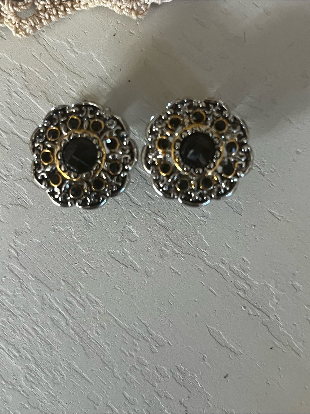 Sterling and black onyx earrings .. vintage inspired